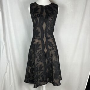 JAX Black Label Black Floral Knee Length Cocktail Dress